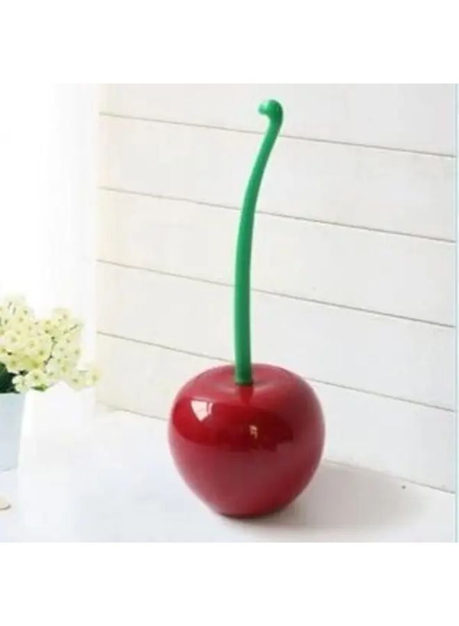 Cherry Red Toilet Brush Set Multi Functional No Corner Cleaning Tool For Home Bathroom - Image 2